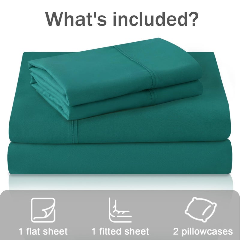 MICORAL Full Bed Sheets Set, Soft Breathable Bedding Sheet Set, Sheets Set with 16" Deep Pocket Design (4 Pieces, Full, Turquoise) - Image 4
